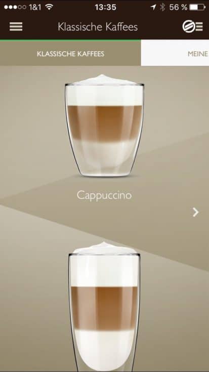 APP super automatic espresso Machine Saeco Drinks