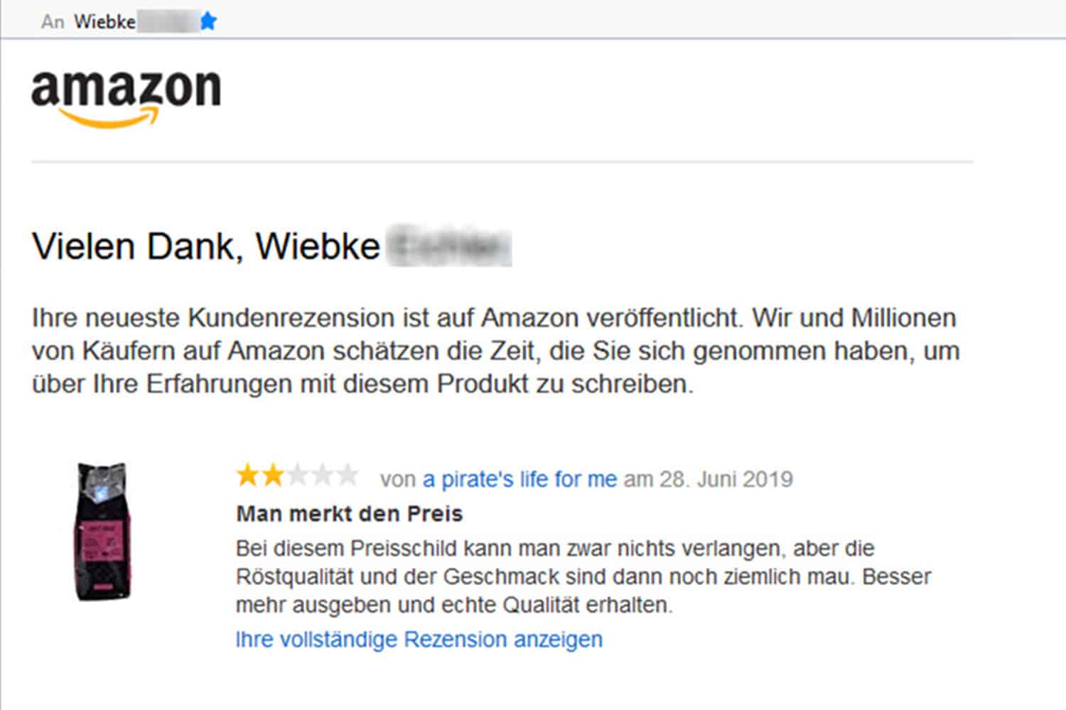 Kaffeemarktplatz Test Amazon Bewertung Veroeffentlichungsemail