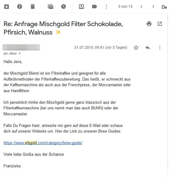 Kaffeemarktplatz Test Roastmarket Spezialitaetenkaffee eigener Shop Support Antwort