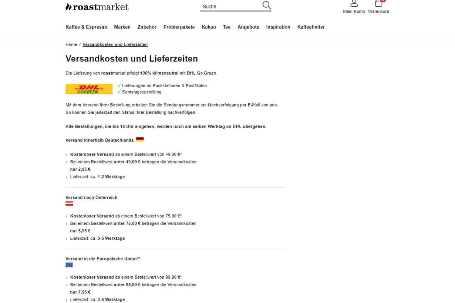 Kaffeemarktplatz Test Roastmarket Versand