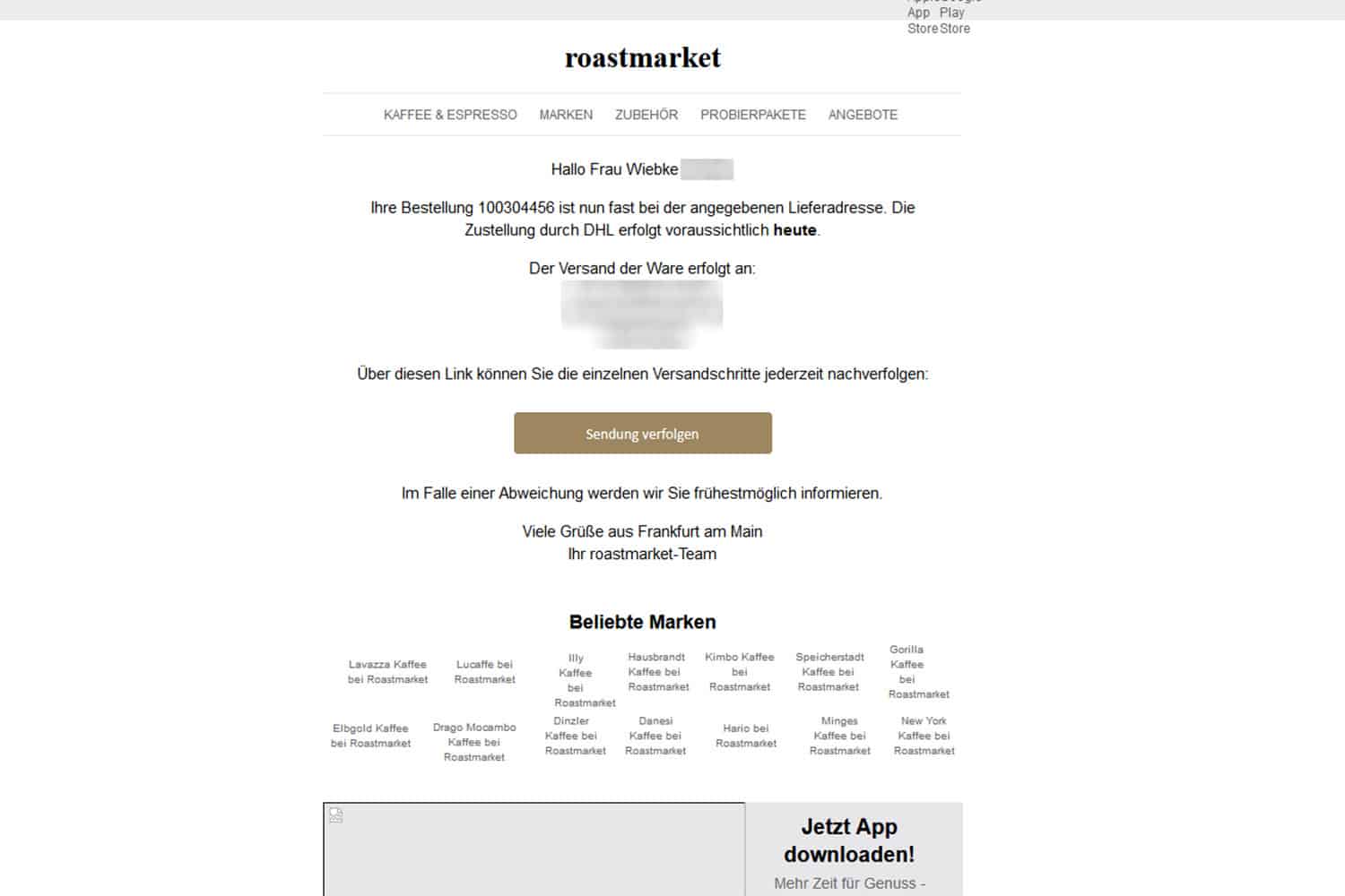 Kaffeemarktplatz Test Roastmarket Versandupdate