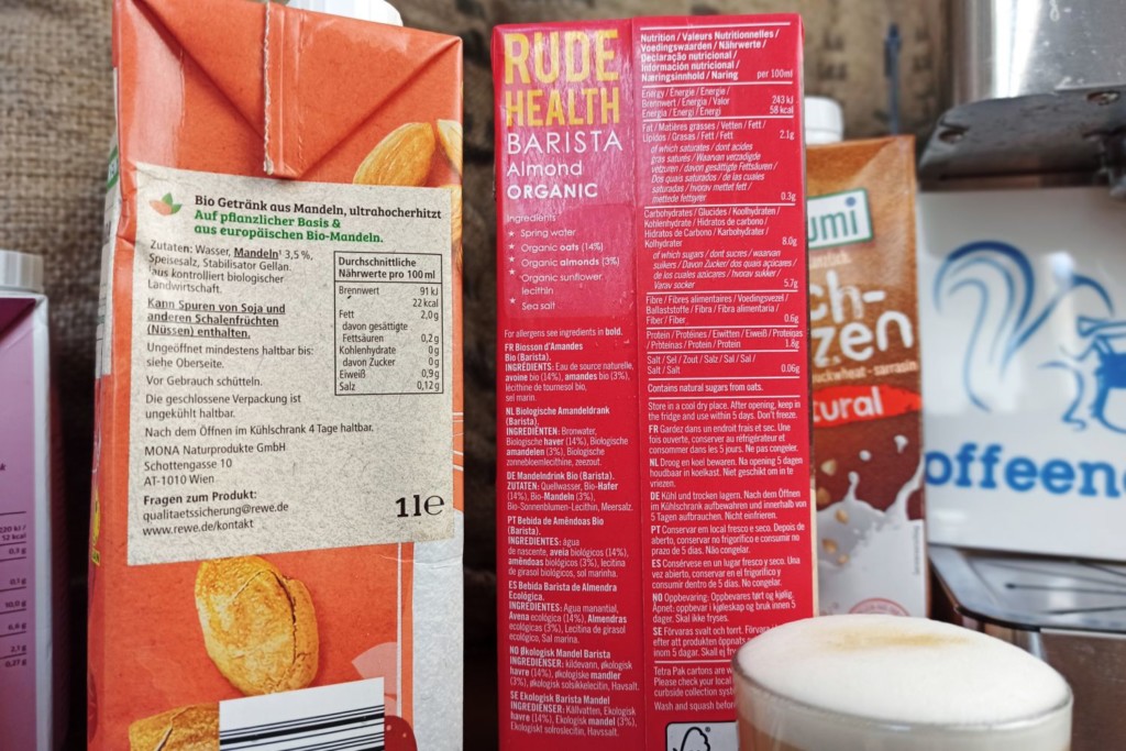 Nicht tierische Milch Naehrwerte Mandel Barista