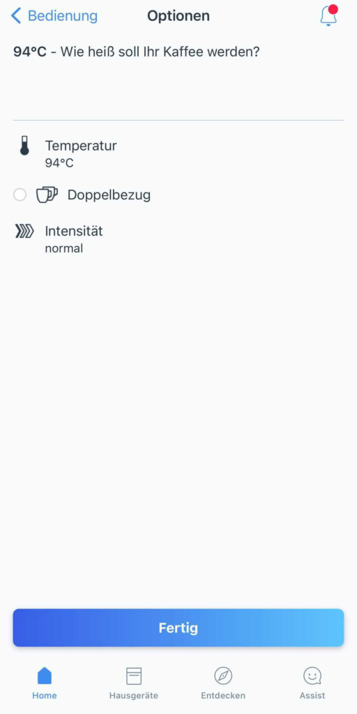 Siemens App Kaffeestaerke einstellen