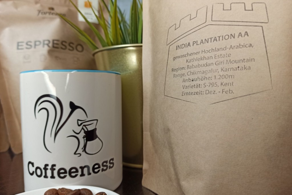 Kaffeebohnen Test Fortezza Indien Back