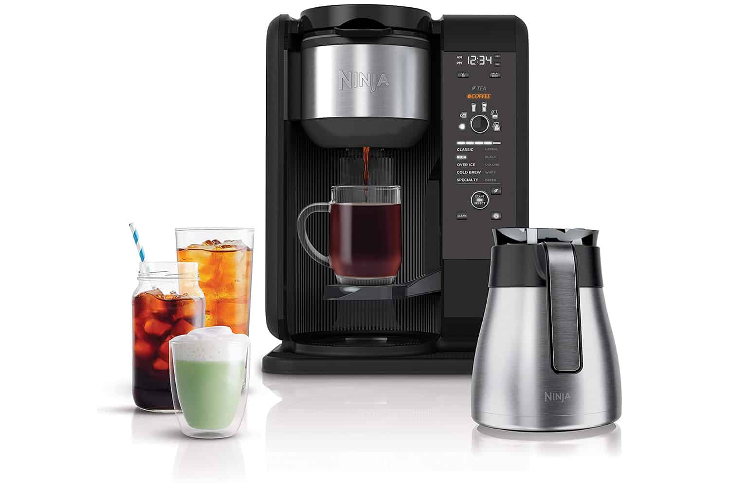 Ninja 7 Style Espresso & Coffee Barista System, Single-Serve & Nespresso  Capsule Compatible, 12-Cup Carafe, Built-in Frother Black CFN602 - Best Buy