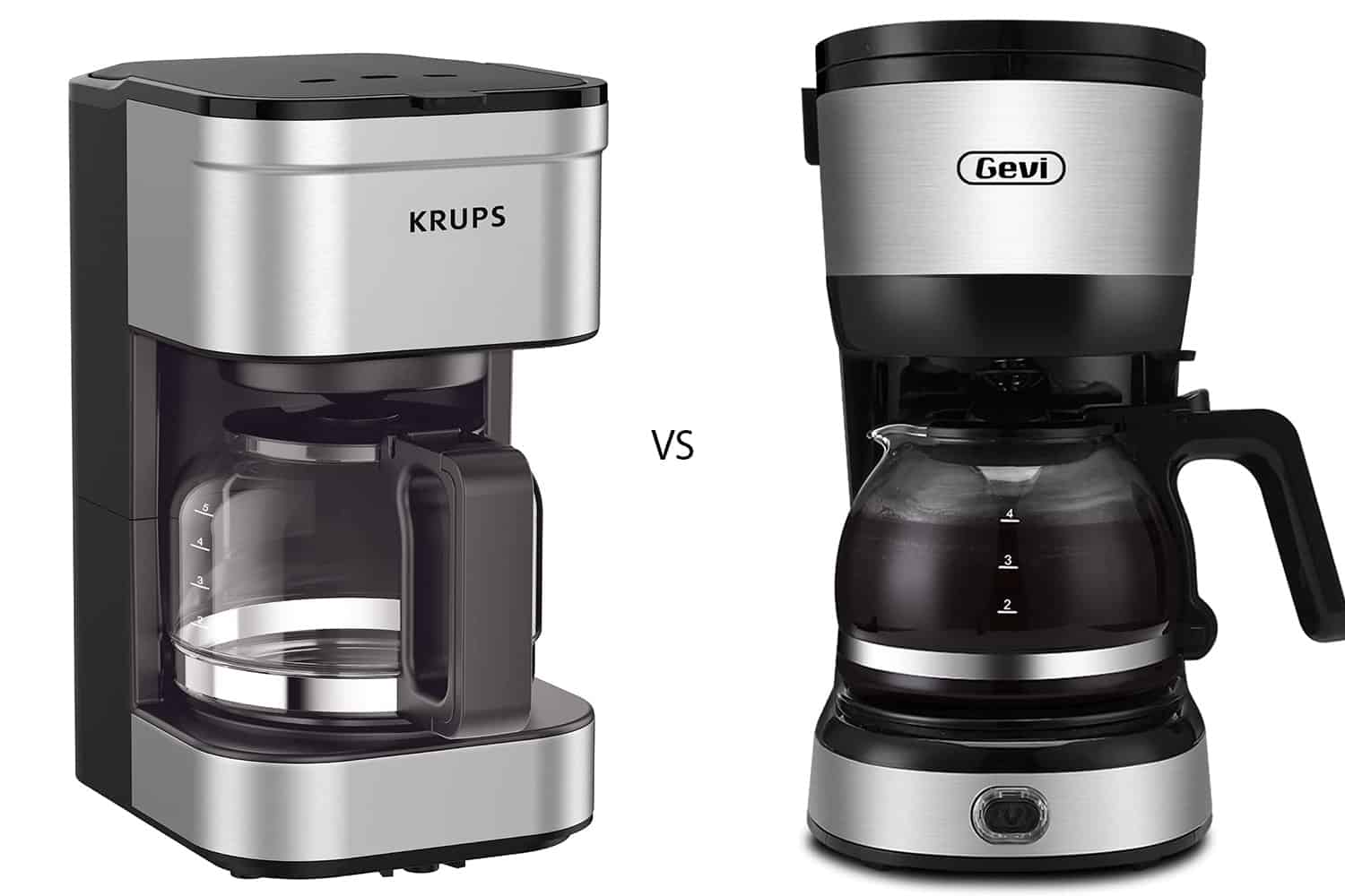 Krups KM202850 Simply Brew Compact Filter Drip Coffee Maker, 5-Cup, Silver