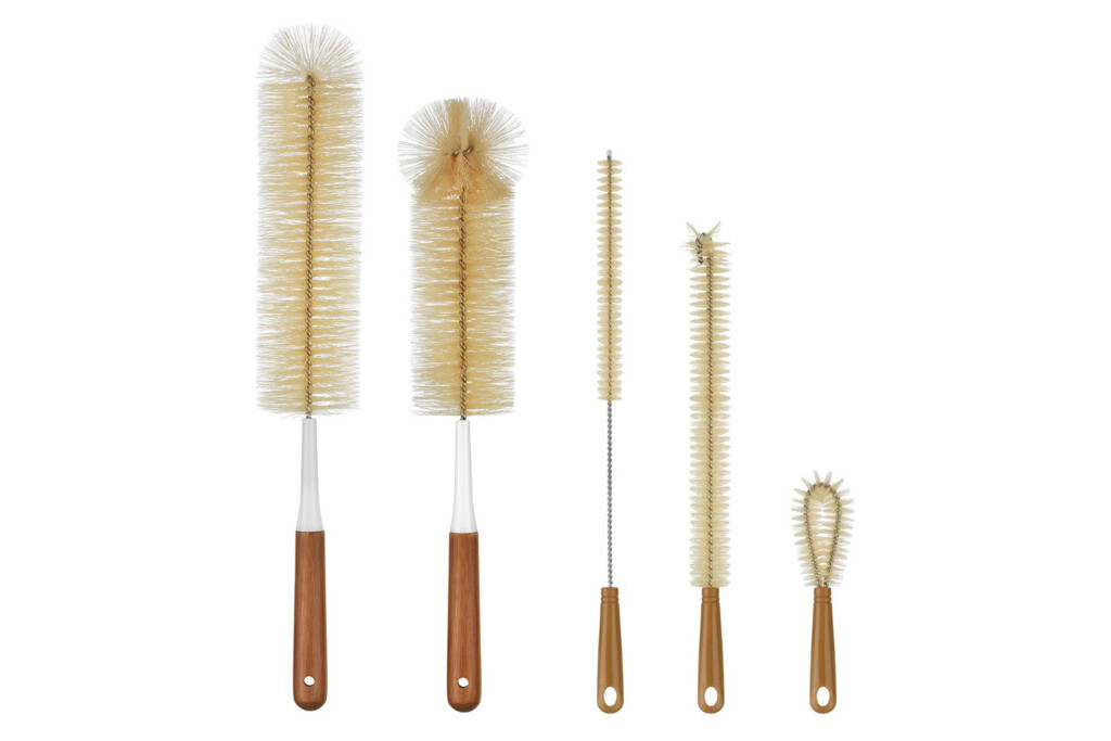 Cleaning brushes for ceramic travel coffee mugs.
