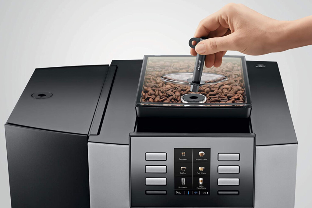 Jura X8 Coffee Maker Grinder and Bean Hopper.