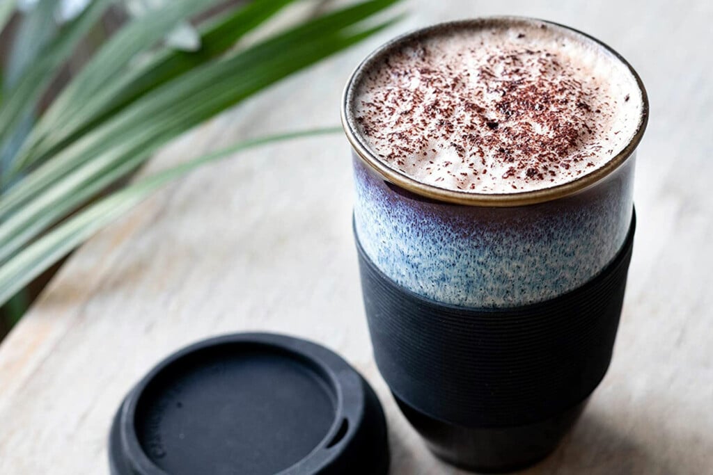 Nova Ceramics Travel Mug in use.