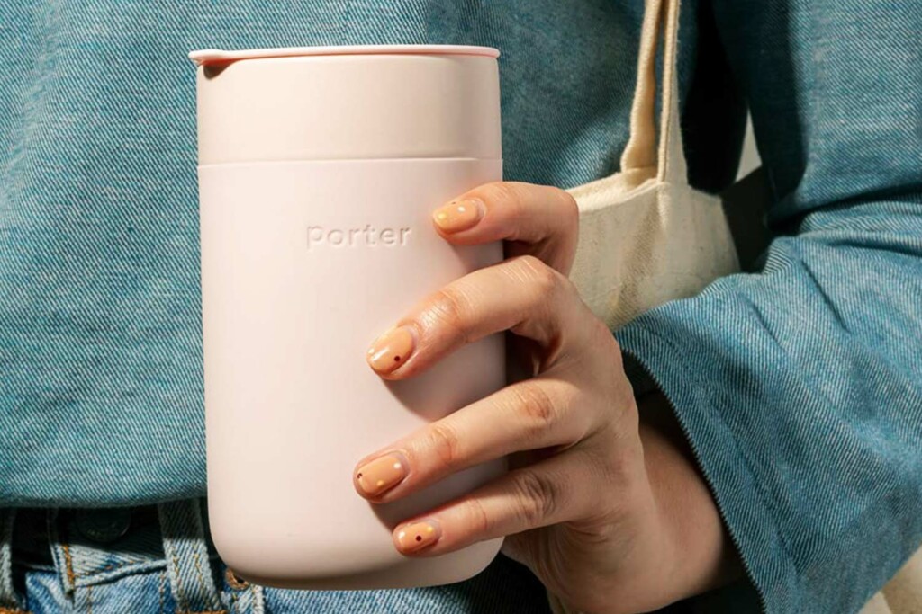 WP Porter Ceramic Mug in use.
