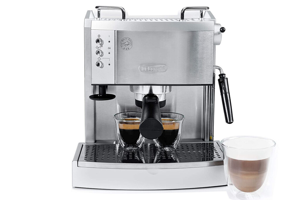The DeLonghi EC702 espresso machine.