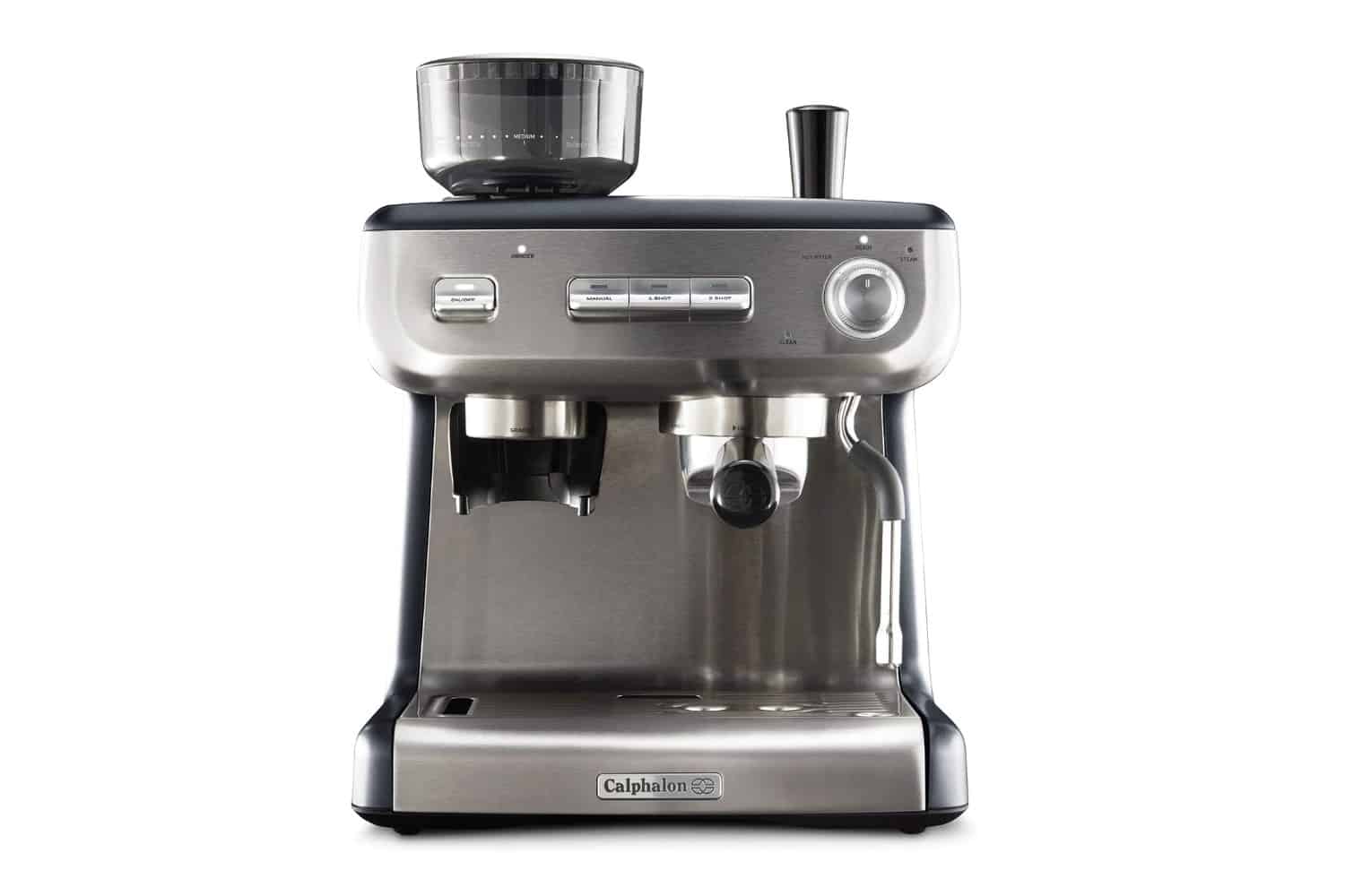 Calphalon Compact Espresso Machine, Home Espresso Machine with Milk Frother, Stainless Steel