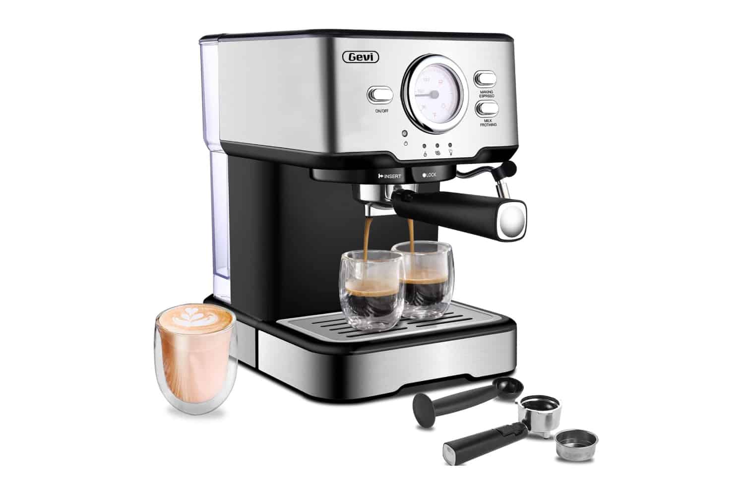 Gevi Espresso and Cappuccino Maker with Milk Frother