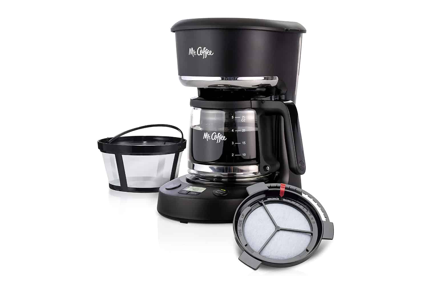 5 Cup Coffee Maker with Reusable Filter, Black and Stainless Steel