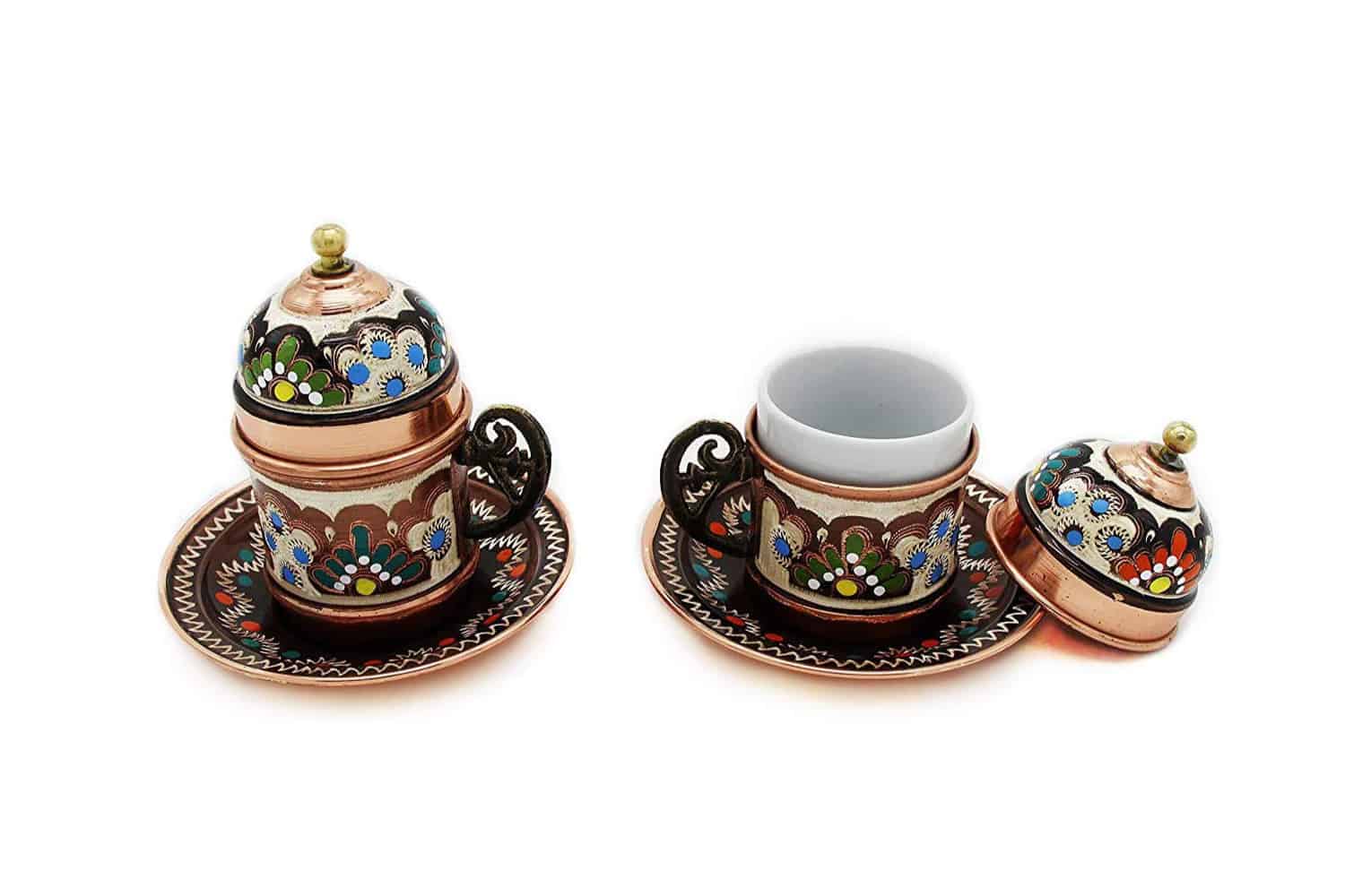 White-Silver Fancy Greek/Turkish Coffee Cups Set of 6 – Alia Hijabs