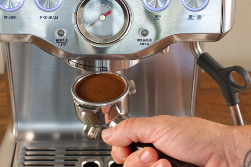 Hangin in the Filled Portafilter into the Breville Infuser