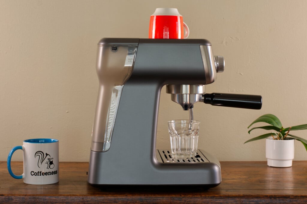 Checking the Cup Height of the Calphalon Temp IQ Espresso Machine.