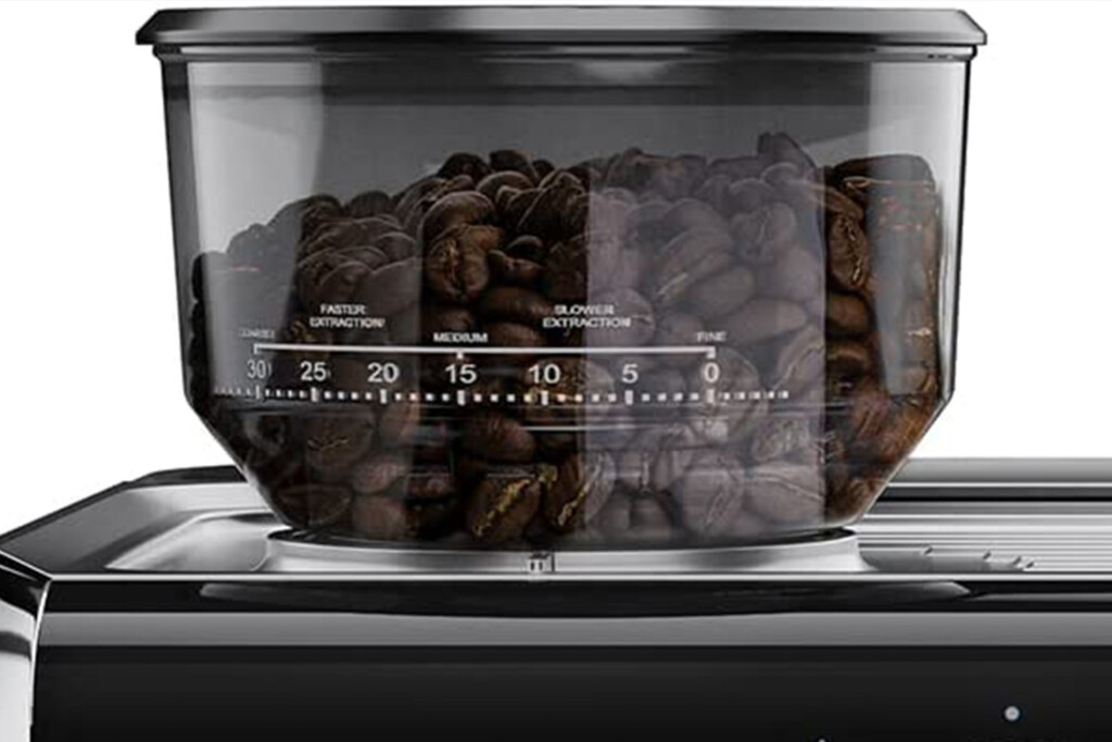 Mueller Espresso Machine bean hopper.
