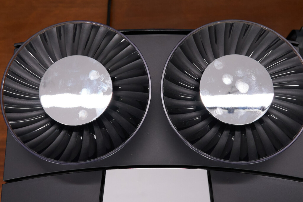 Looking down into the Jura GIGA 10's dual bean hoppers.