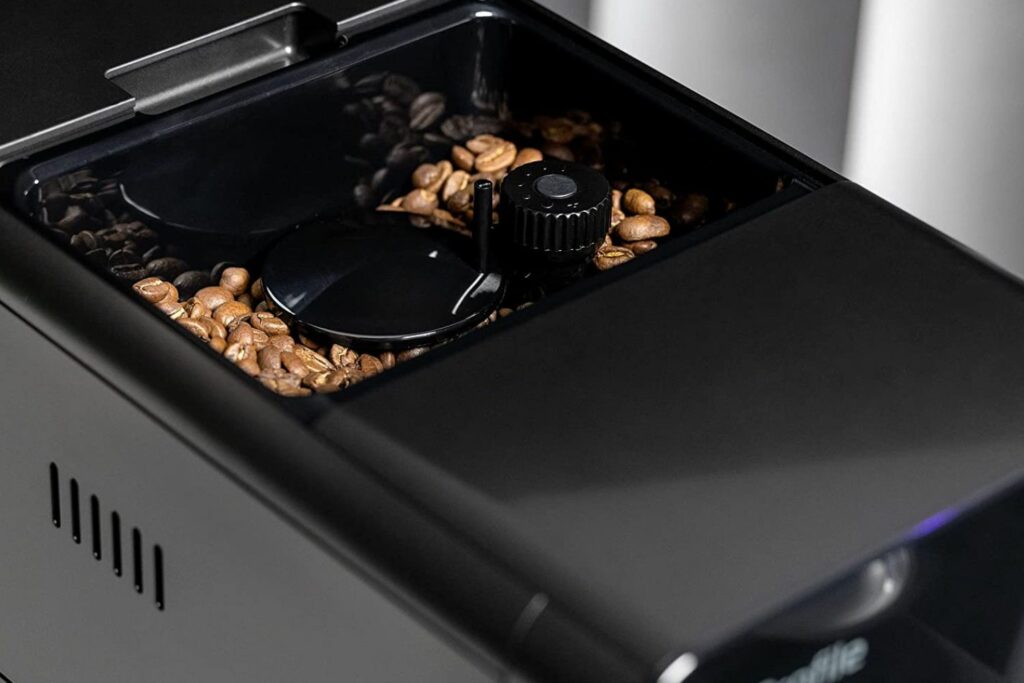 Closeup of the GE Profile Automatic Espresso Machine's grinder.