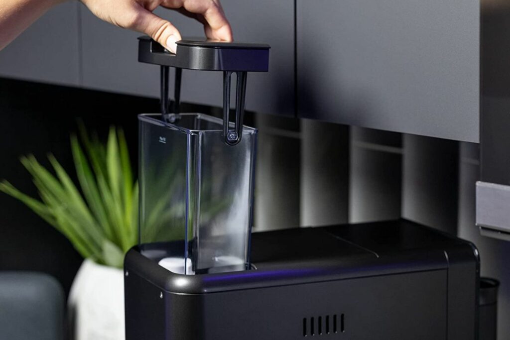 The GE Profile Automatic Espresso Machine's removable water reservoir.