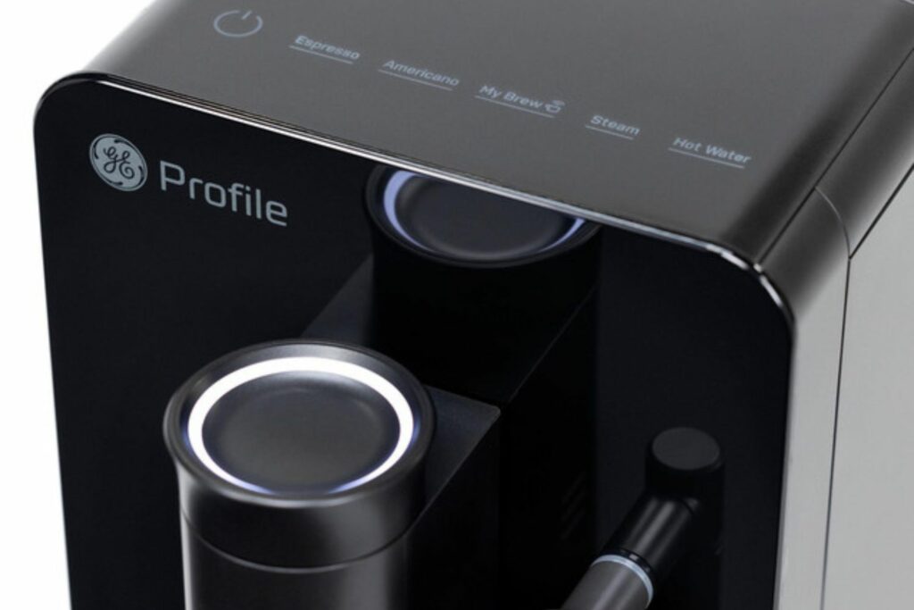 Closeup of the GE Profile Automatic Espresso Machine user interface.