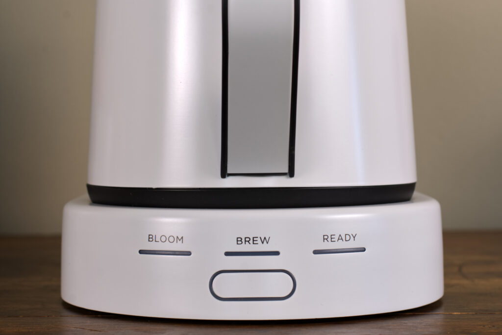 Closeup of the Ratio 6 Coffee Maker control panel.