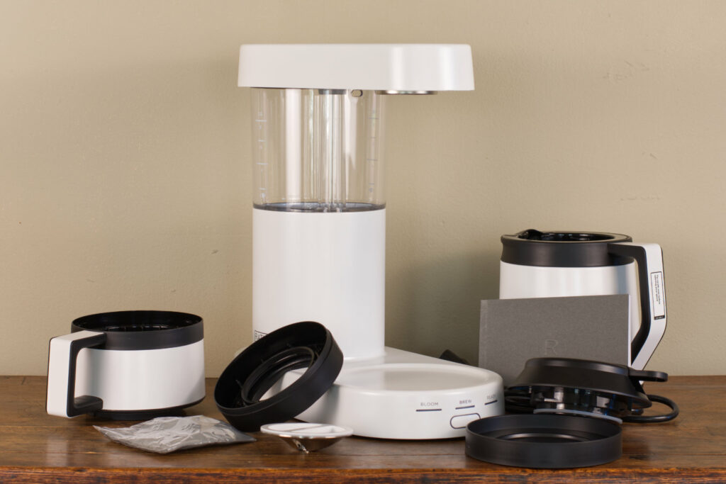 The Ratio Six Coffee Maker with all its accessories.