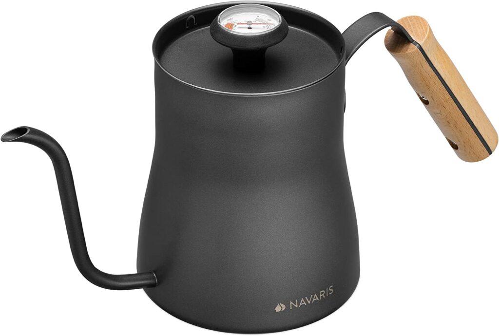 Navaris Wasserkocher mit Thermometer und Holz-Henkel