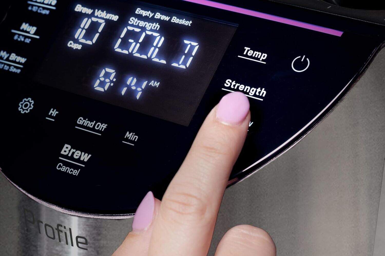GE Profile Smart Grind and Brew User Interface
