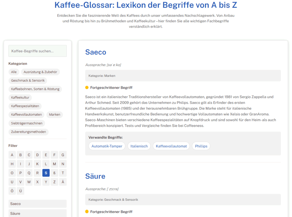 Coffeeness Kaffee-Glossar